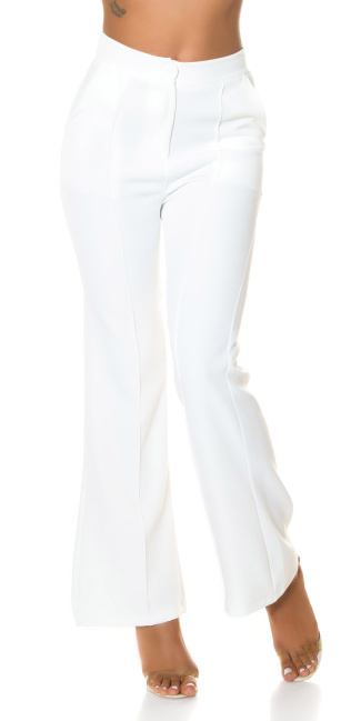 Elegant high-waisted business style flared pants White